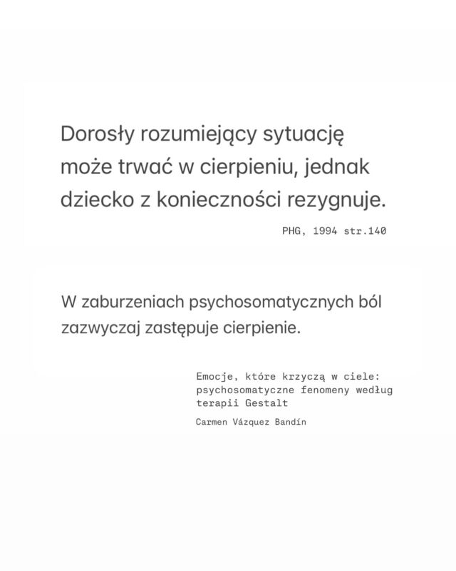 Kiedy czujemy się w pełni kochani przez kogoś ważnego, ekstatyczne uczucie sprawia, że czujemy się piękni, wspaniali i mądrzy. Nasze głęboko ukryte uczucia samokrytyki, samowiedzy i miłości do samych siebie ujawniają się w obecności osoby, która naszym zdaniem jest zdolna w pełni nas zaakceptować. To tak, jakbyśmy mówili: „Kiedy zdaję sobie sprawę z twojej pełnej akceptacji, mogę pokazać Ci moje najdelikatniejsze, najpiękniejsze i najwrażliwsze Ja.”

Joseph Zinker „Proces twórczy w terapii Gestalt”

Dodam jeszcze od siebie, że żaden_a terapeuta_ka nie otrzymuje takiego kredytu zaufania tylko dlatego że jest terapeutą_ką. A raczej moim zdaniem nie powinien_nna. Ta konstelacja współtworzenia relacji terapeutycznej to nieustający proces tego co dzieje się na granicy kontaktu, co dzieje się pomiędzy. 

I to właśnie sprawia że terapia jest w ogóle możliwa, że życie może być twórcze i godne. 

Uściski,
Ania